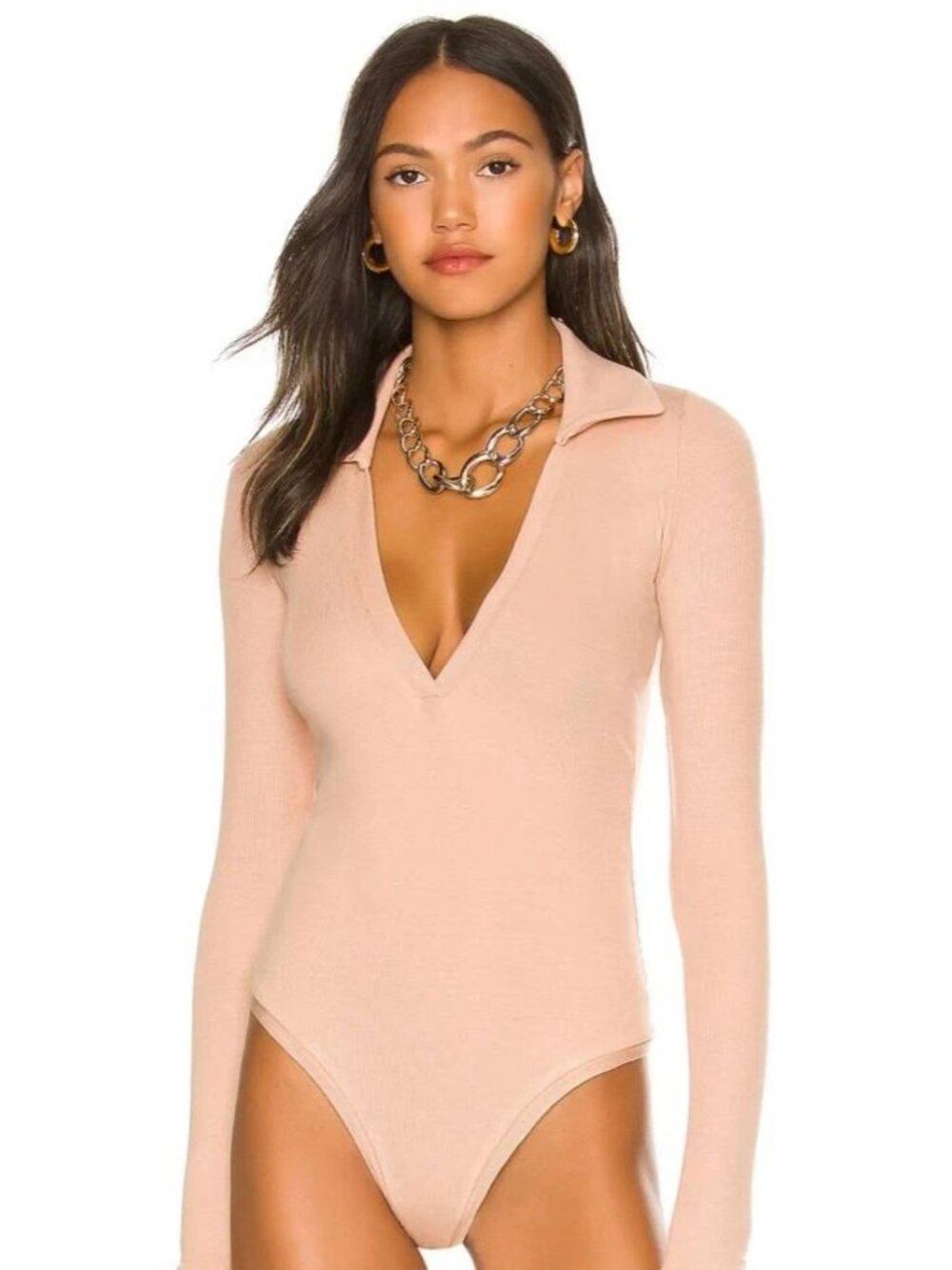 NWT ALIX NYC Monterey Soft Ribbed Bodysuit in Light Tan Size XS